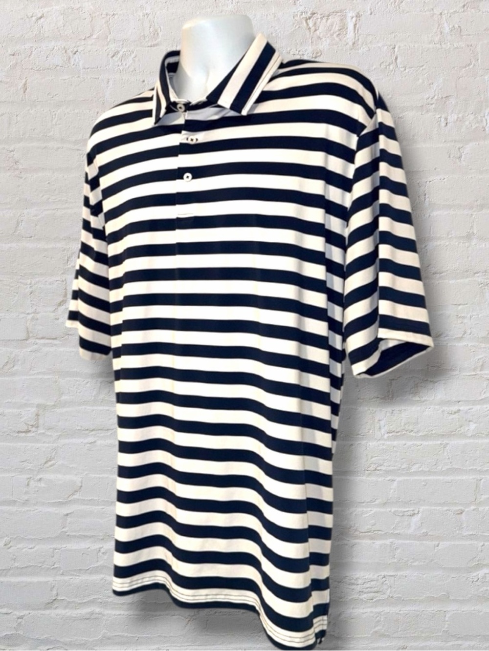 RLX Ralph Lauren XXL Navy White Stripe Golf Polo Performance Stretch - Picture 5 of 12